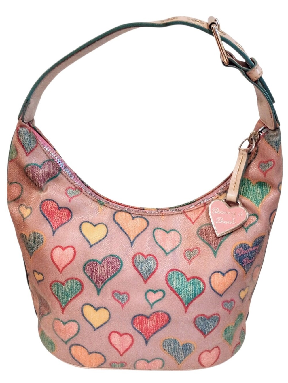 Dooney & Bourke Pink Multicolor Heart Leather Shoulder Bag